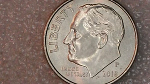 2018 P Roosevelt Dime/ Die Chip on Forehead/ Both Branches/ Top of Torch - Picture 1 of 6