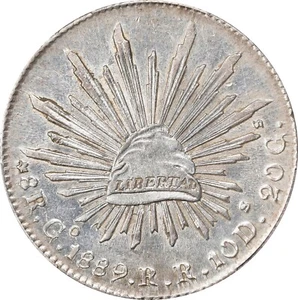 MEXICO GUANAJUATO  1889-GoRR 8 REALES UNCIRCULATED COIN, PCGS CERTIFIED UNC. DET - Picture 1 of 5