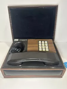 DE COLECCIÓN DECO-TEL Botón Pulsador Teléfono Madera/Imitación Cuero Caja Ejecutivo James Bond - Imagen 1 de 15