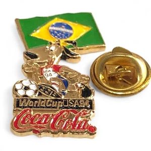 FIFA World Cup USA 94 Pin Badge Enamel Football Soccer Coca Cola Brazil Flag - Picture 1 of 5