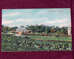 #13 Vintage 1918 Postkarte Krug Park St. Joseph MO Gebäude Bäume Pflanzen - Bild 1 von 2