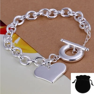 BRACCIALE DA DONNA CHARMS CIONDOLO PENDENTE BRACCIALETTO ARGENTO + SACCHETTO - Immagine 1 di 4