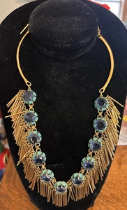 Vintage blau Strass goldfarben Hänger Statement Halskette: Lele Sadoughi - Bild 1 von 8