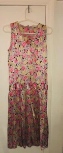 Vintage Ann Taylor Floral 100% Silk Dress Sleeveless V-Neck Women's Size S - Picture 1 of 2