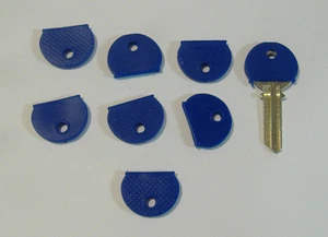 LOT OF EIGHT BLUE COLOR KEY IDENTIFIER CAPS IDENTIFICATION FOR KEYS - Picture 1 of 1