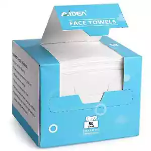 Face Towels Disposable-50Ct, Biodegradable Clean Facial Towels Face Cloths, Faci - Picture 1 of 7