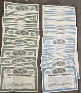 (Lot of 100) General Motors Corporation stock certificates- Green and Blue WOW! - Picture 1 of 3