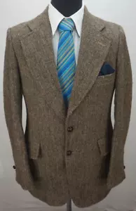 Mens Herringbone Harris Tweed Single Breasted Jacket Size UK 40 - Picture 1 of 10