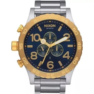 Brand new NIXON Watch A0831922 Gold Blue Sunray 51-30 Chrono men A083-1922 5130 - Picture 1 of 7