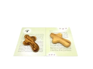 A Pair (2) of Mini Olive Wood Holding Palm Comfort Crosses - Perfect for Chri... - Picture 1 of 8