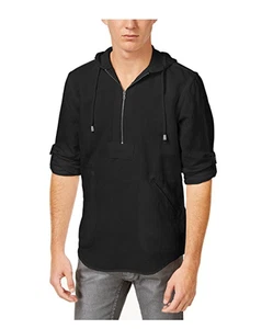 $65 INC International Concepts Men's Half-Zip Linen-Blend Hoodie, Deep Black 2XL - Picture 1 of 3