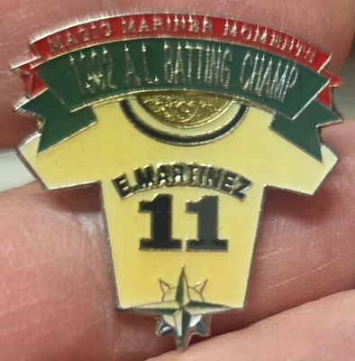 SEATTLE MARINERS 1992 A.L. BATTING CHAMP MARTINEZ #2 of 4 LAPEL PIN -DAIRY QUEEN - Image 1 of 3