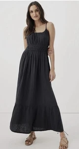 Pact Organic Cotton Coastal Dbl Gaze Maxi Dress Black Small Boho Beach Resort - Bild 1 von 10