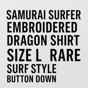 Camisa Dragón Bordada Samurai Surfer Talla L | Estilo Surf Raro Abotonada - Imagen 1 de 9