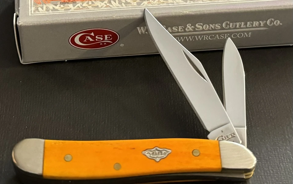 Case XX Peanut Knife Smooth Orange Persimmon Bone Stainless Pocket Knives 12032