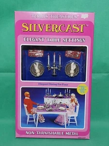 Rare Vintage Barbie Ko Terri's Treasure SilverCast Elegant Dinner for four - Picture 1 of 21