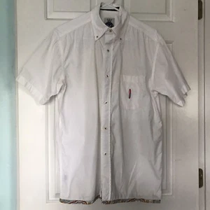 R&G London NY Herren Medium weiß mit Besatz Baumwolle Kurzarm Button Down Hemd - Bild 1 von 14