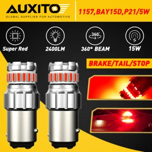 Pair Super Bright 1157 Red LED Stop Signal Brake Tail Light Replace Halogen Bulb - Picture 1 of 12