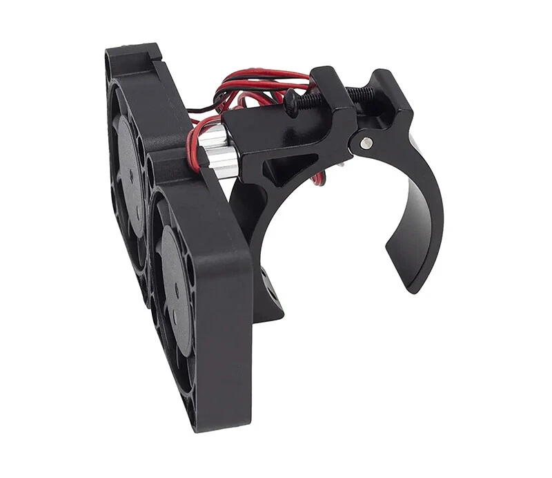 Черный радиатор двигателя 42 мм с двойными вентиляторами охлаждения 40x40 мм для радиоуправляемых автомобилей 1/10 и 1/8 - Изображение 1 из 1