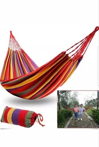 Hamacas de Jardín Individual Colorido Bolsa Algodón Camping Tienda Tela 190 X 80 - Imagen 1 de 4