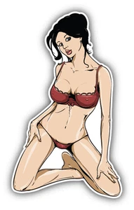 Pin-Up Girl On Knees Sexy Love Car Bumper Sticker Decal 3" x 5" - Picture 1 of 1