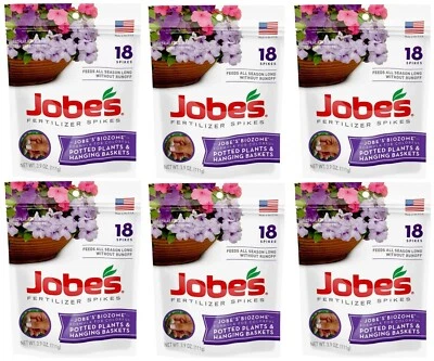 Jobe's 06105 18 Count 8-9-12 Potted & Hanging Plant Fertilizer Spikes - 6 Pack Foto 1 de 4