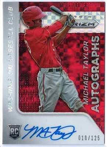 2015 Panini Prizm Michael Taylor Red Power Rookie Autograph RC 10/125 Nationals - Picture 1 of 2