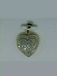0.75 Ct Diamond Double Heart Love Shape Pendant Necklace 14k Yellow Gold Over