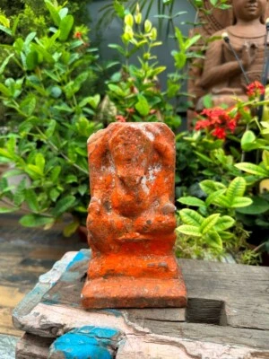 Escultura antiga de 1800 de pedra de mármore esculpida à mão deus hindu Ganesha - Imagem 1 de 4