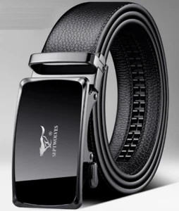 Septwolves Men waist belt cow leather Auto lock Buckle black 79911A16-01 - Picture 1 of 5