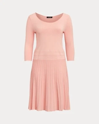 Lauren Ralph Lauren Black Label Knit Dress Pale Pink 3/4 Sleeve - Image 1 of 4
