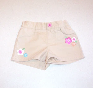 Infant Girl's Gymboree Embroidered Flowers Tan Cotton Shorts 18-24 Months - Picture 1 of 2