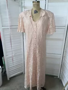 Abito da sposa vintage anni 80 Dawn Joy Fashions avorio nylon pizzo prateria rinnovato 10 - Foto 1 di 12