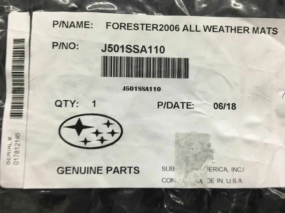 Alfombrillas de goma originales Subaru Forester 2003-2008 para todo tipo de clima negras OEM 4 piezas Foto 1 de 1