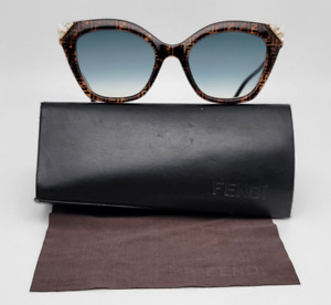 Fendi FF0357/G/S 08608 Dark Havana Frame Blue Gradient Lens Sunglasses w/ Case