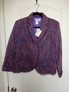 Coldwater Creek Woven Mottled Boucle Struktur Damen Blazer Jacke Tüllbesatz M - Bild 1 von 4