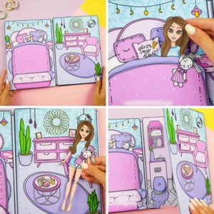 Cute Quiet Book Girl Dress Up Sticker Handmade DIY Puzzle Toys Material Pack - Bild 1 von 7