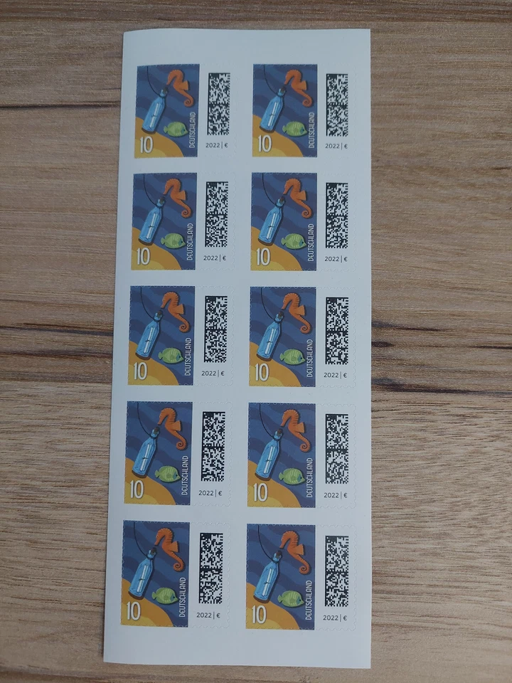 Briefmarken,Ergänzungsmarken,Flaschenpost,5 Bögen a 10 Stück 0,10€,selbstklebend - Bild 1 von 1