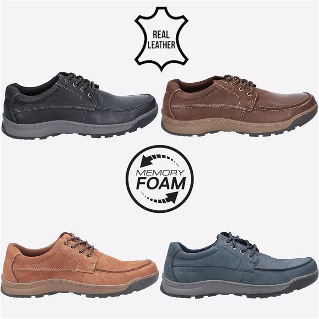 REAL LEATHER - Hush Puppies Mens Tucker MEMORY FOAM Lace Up Smart Comfort Shoes  - Image 1 of 1