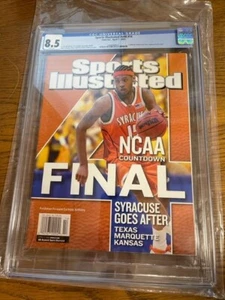 April 7, 2003 Carmelo Anthony Syracuse RC Sports Illustrated NO LABEL CGC 8.5 - Picture 1 of 5