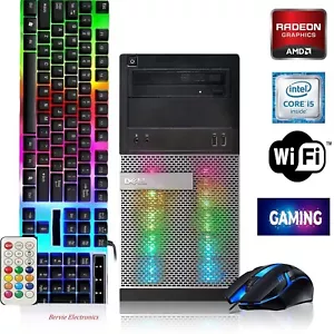 Dell Desktop RGB Gaming Computer PC Intel i5 AMD RX 16GB 2TB HDD WIFI DVD WIN 10 - Picture 1 of 6