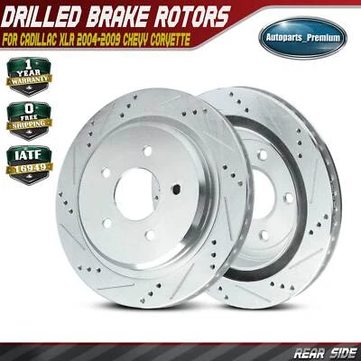 2x Rotores de freno traseros perforados para Cadillac XLR 2004-2009 Chevy Corvette 1997-2013 Foto 1 de 4
