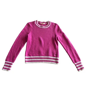 Bubblegum Pink Brooks Brothers Varsity Sweater / Knit Preppy Long Sleeve Shirt - Picture 1 of 5