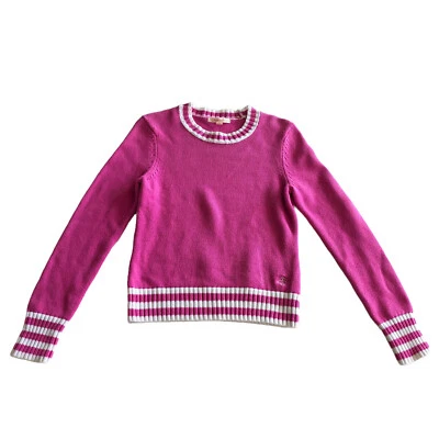Bubblegum Pink Brooks Brothers Varsity Sweater / Knit Preppy Long Sleeve Shirt - Image 1 of 4