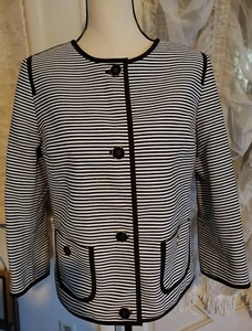 Talbots Damen Blazer Jacke Gr. P8 schwarz weiß Streifen Taschen Arbeitskleiderschrank - Bild 1 von 3