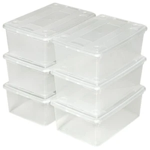 6x scatole scarpe plastica storage box trasparenti multiuso coperchio impilabili - Foto 1 di 4