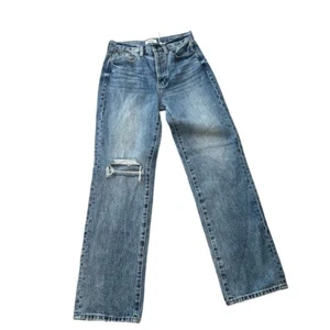 Jeans Pistola Cassie High Rise Distress gamba dritta lavaggio medio denim taglia 26 nuovi con etichette - Foto 1 di 10