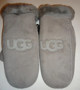 UGG Australia SHEARLING Logo Mitten,L/XL,Seal Grey - Picture 1 of 6