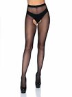 Leg Avenue 1905q Black Sheer Crotchless Pantyhose Stockings Plus Size Tall Drag