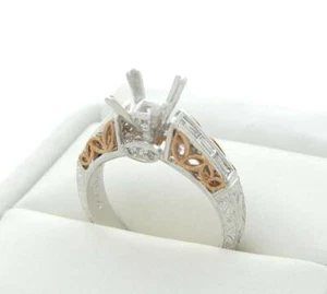 DIAMOND PRINCESS ENGAGEMENT MOUNTING SEMI MOUNT RING 18K - Picture 1 of 3